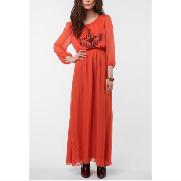 Urban Outfitters Dresses & Skirts - Piplette Alice Ritter Orange Embroider Babe Dress